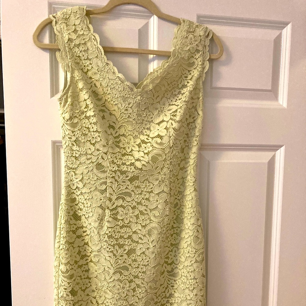 Pale green lace dress by Jacques Vert